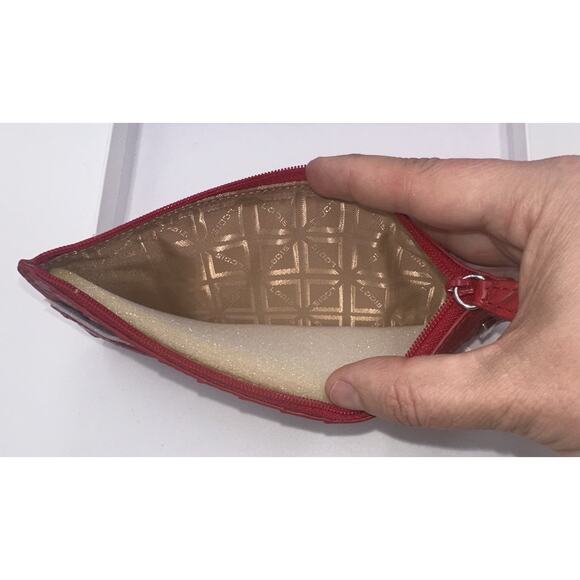 Lodis Slim Long Stacker Red Tooled Leather Credit Card Wallet Many Slots New Box - Picture 6 of 9